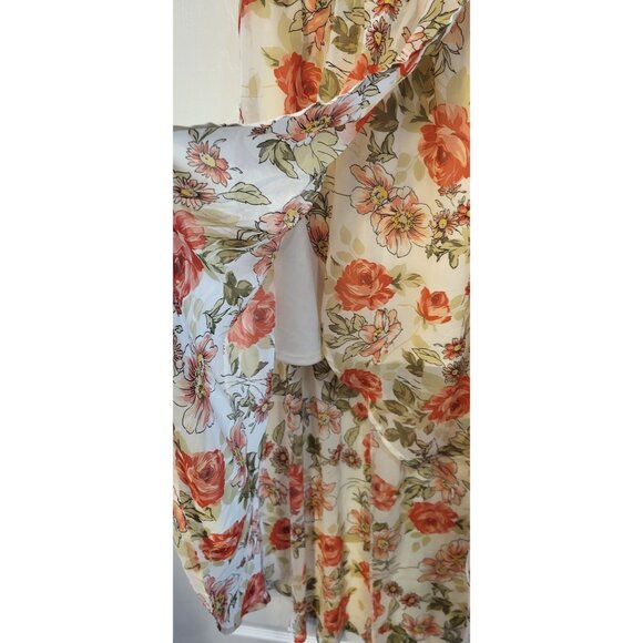 As U Wish Floral Hi-lo Faux Wrap Hem Adjustable Off Shoulder Dress Large - Picture 5 of 10